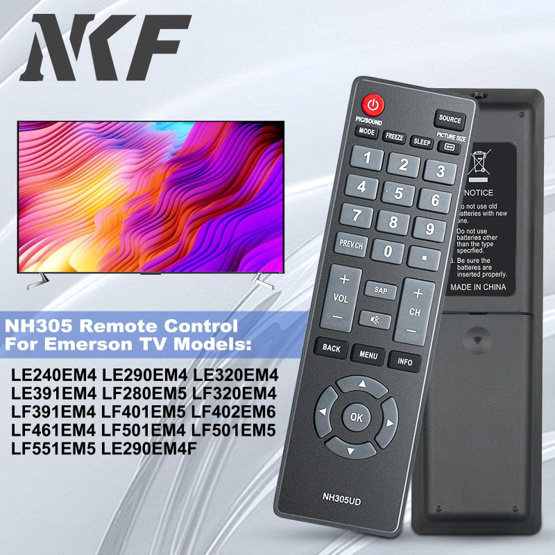 NKF NH305UD Remote Control for Emerson TV Remote Replacement NH310UP NH301UD, Universal Remote Control for All Emerson TV LF501EM4 LF501EM4F LE240EM4 LC320EM3FA LF402EM6 LF402EM6F LF461EM4 LF461EM4A - Image 2